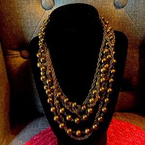 Vintage 50’s multi layer gold toned chain and ball necklace